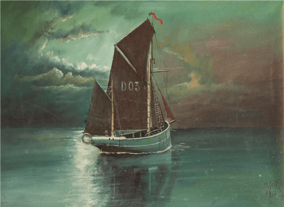 Gill Manx Fishing Boat, Art, Painting, Sailboat, Transportation Free Png Download