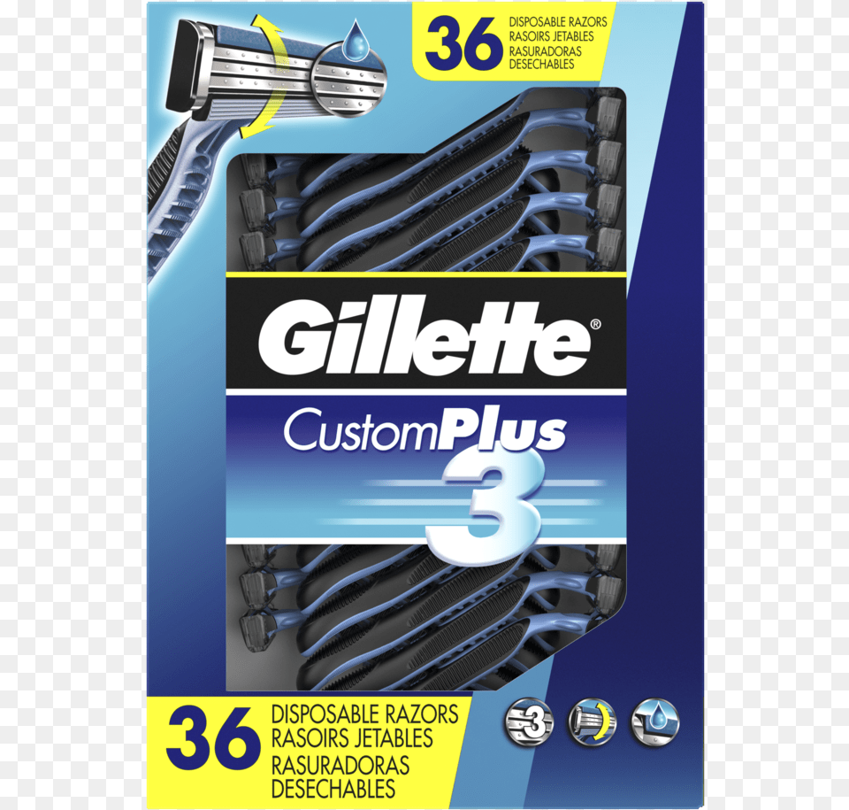 Gillette Custom Plus, Advertisement, Poster, Weapon, Blade Png Image
