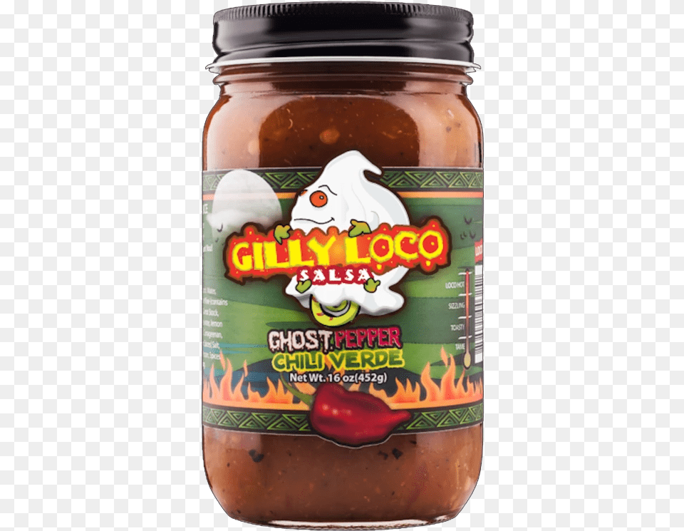Gilly Loco Ghostpepper And Chili Verde Jar Bhut Jolokia, Food, Relish, Ketchup, Pickle Png Image
