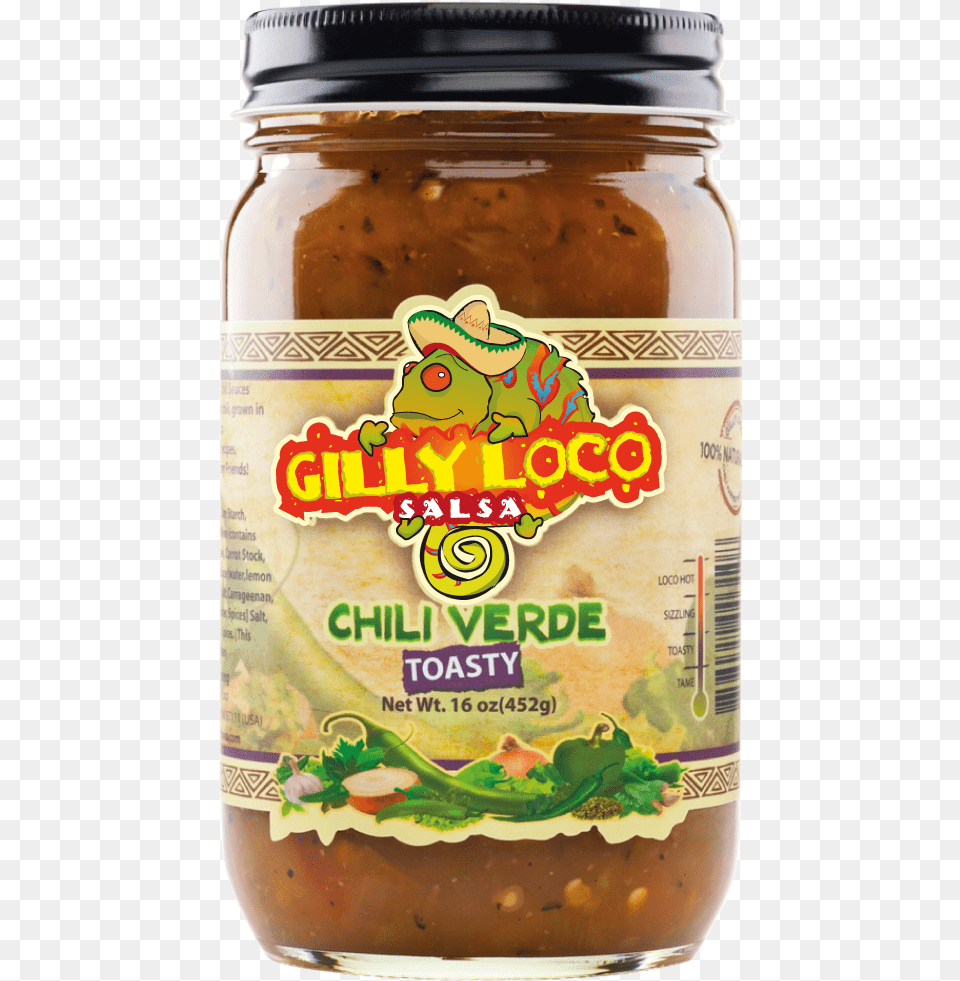 Gilly Loco Green Chile Verde Salsaclass Tomatillo, Food, Relish, Pickle, Alcohol Free Png