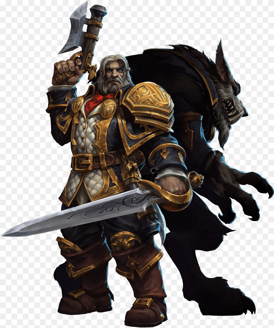 Gilneas King Genn Greymane, Weapon, Sword, Person, Man Free Png Download