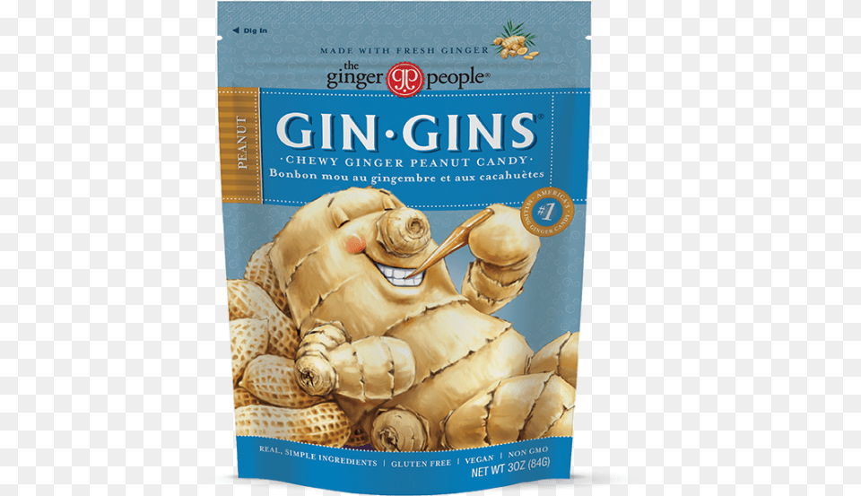 Gin Gins Peanut Ginger Chews Us The Ginger People Ginger Candy, Food, Plant, Spice Png