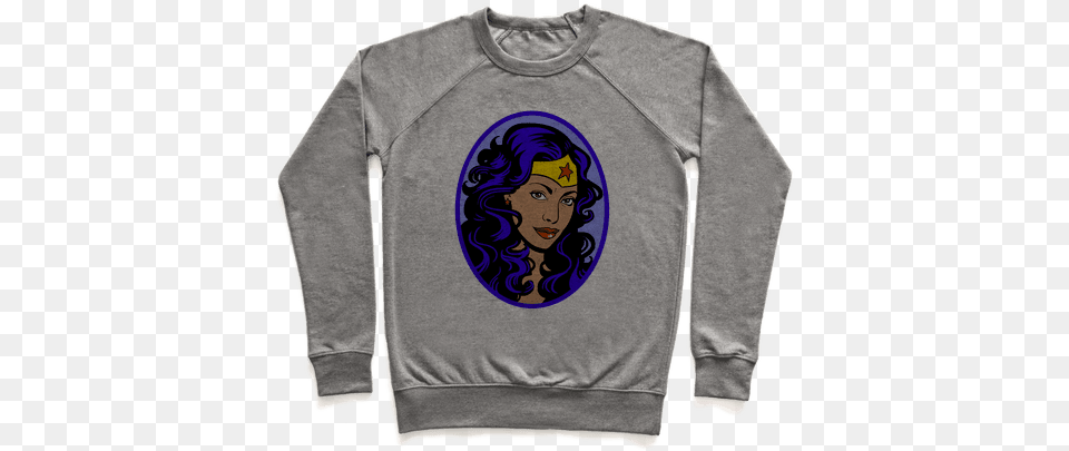 Gina Torres For Wonder Woman Pullover Have The Power Of God And Anime, Clothing, Hoodie, Knitwear, Long Sleeve Png Image