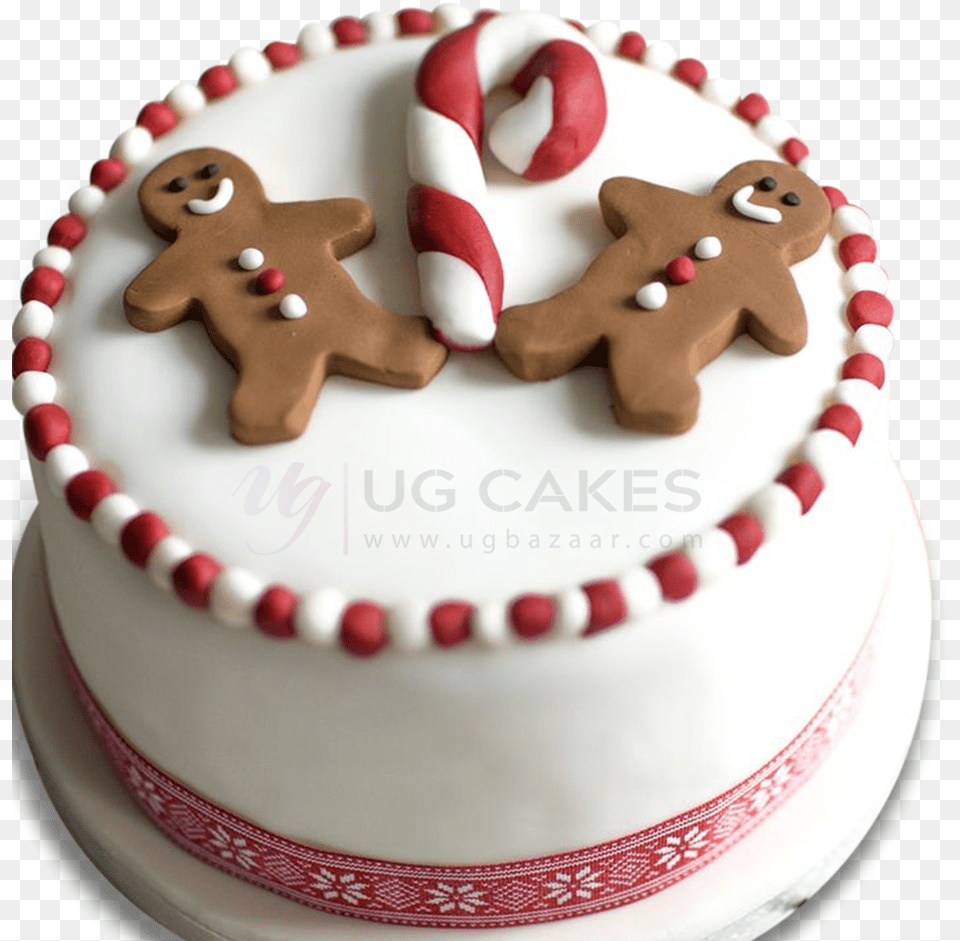 Ginger Bread Man Christmas Cake Happy Christmas Day With Cake, Birthday Cake, Cream, Dessert, Food Free Png Download