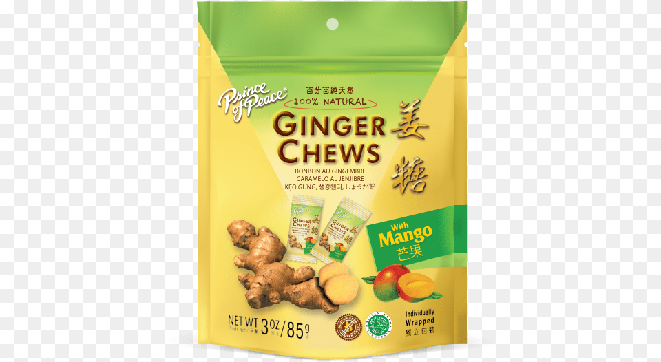 Ginger Chews With Mango Ginger Chews Prince Of Peace, Advertisement, Food, Ketchup, Plant Png