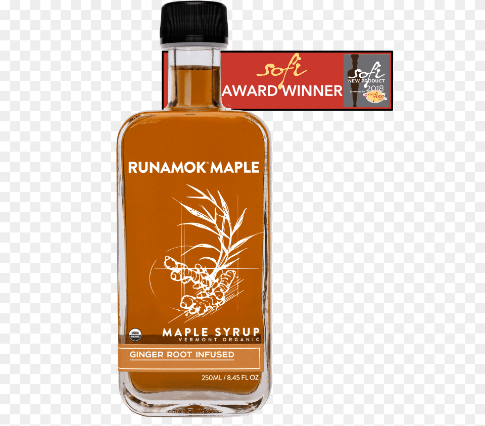 Ginger Root Infused Maple Syrup Glass Bottle, Alcohol, Beverage, Cosmetics, Liquor Free Png Download