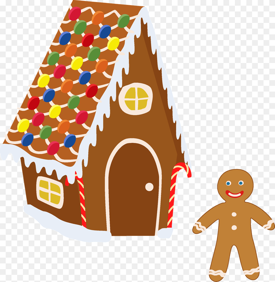 Gingerbread And Gingerbread House Clipart, Cookie, Sweets, Food, Weapon Png Image