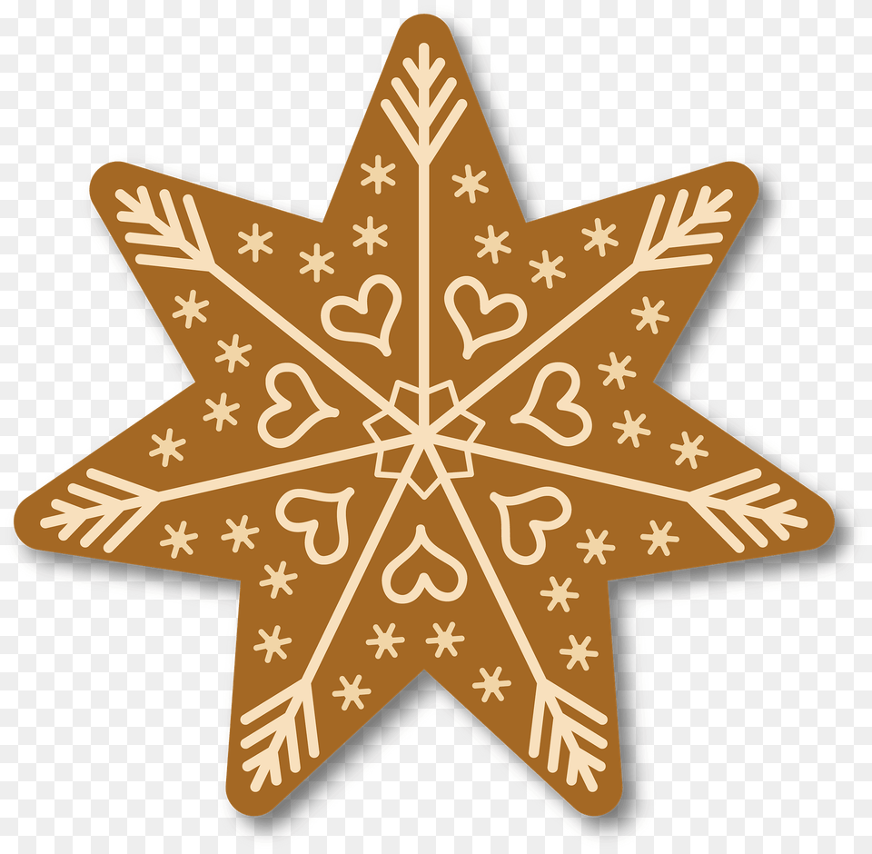 Gingerbread Christmas Star Clipart, Leaf, Plant, Food, Sweets Free Png