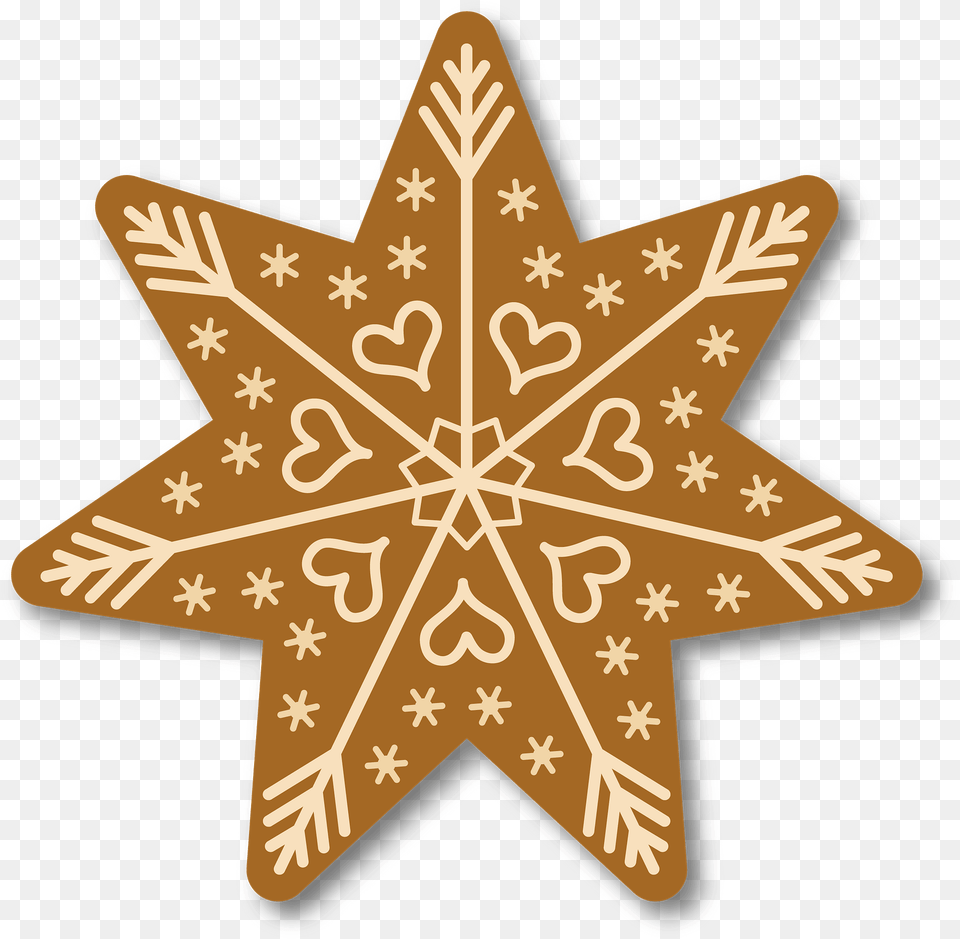 Gingerbread Christmas Star Clipart Christmas Star Clipart, Leaf, Plant, Cross, Symbol Free Png
