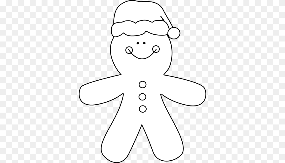 Gingerbread Clipart Santa Hat Santa Pictures Black And White, Nature, Outdoors, Winter, Snow Free Transparent Png