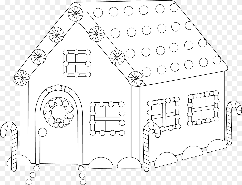 Gingerbread House Line Art Clipart To Blank Gingerbread House Coloring, Arch, Architecture, Indoors Png Image