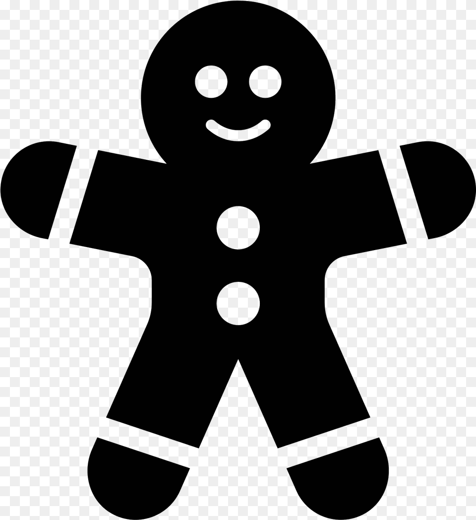 Gingerbread Man Filled Icon Vector Gingerbread Man Silhouette, Gray Free Png Download
