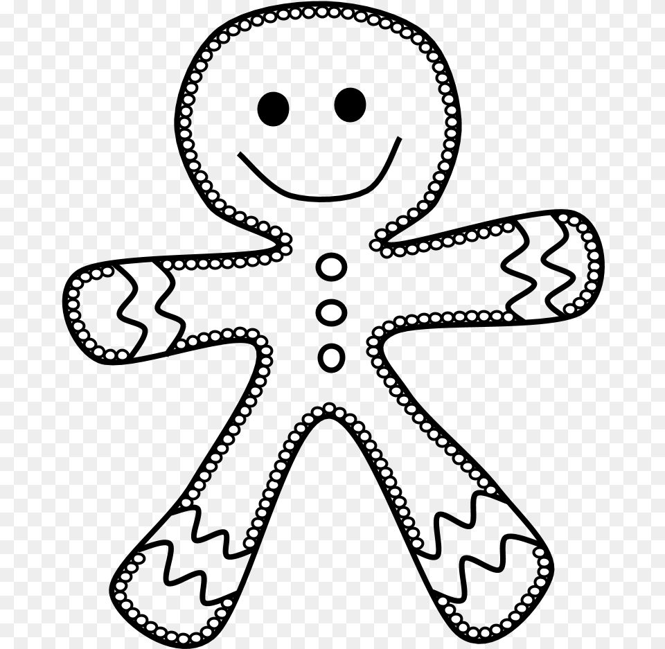 Gingerbread Man Frosting Black And White Line Art, Outdoors, Nature, Silhouette Free Png Download