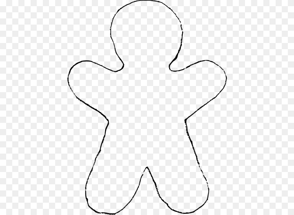 Gingerbread Man Outline Template Gingerbread Man Template, Gray Png