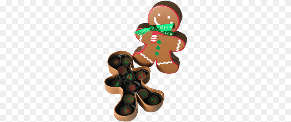 Gingerbread Man Truffle Gift Box Gingerbread Man, Cookie, Food, Sweets, Cream Png Image