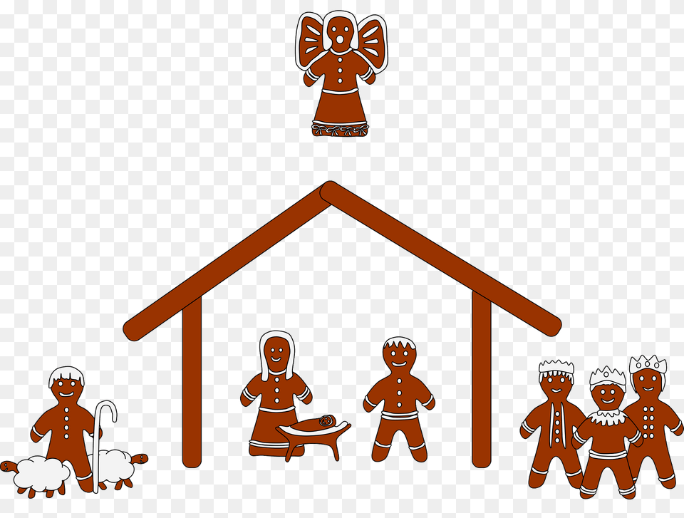 Gingerbread Nativity Scene Clipart, People, Person, Baby, Face Png