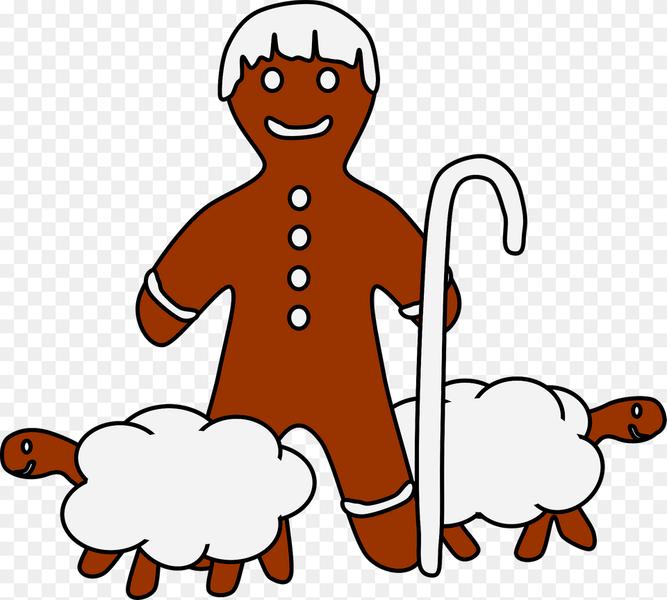 Gingerbread Shepherd With Sheep Clipart, Food, Sweets, Baby, Person Free Png Download