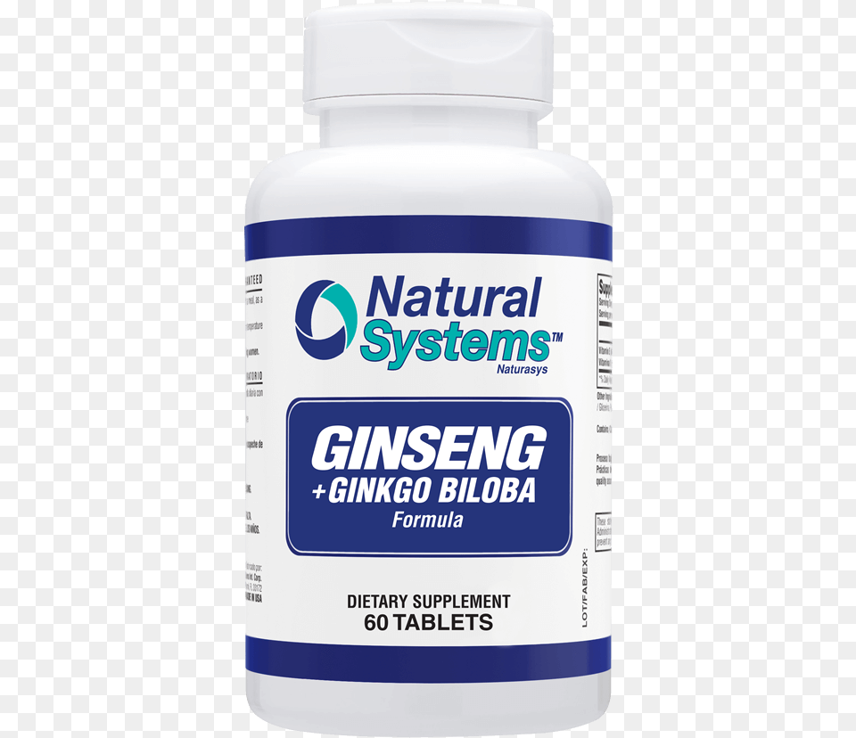 Ginseng Ginkgo Biloba 60 Tablets Natural Systems, Bottle, Shaker, Astragalus, Flower Free Transparent Png