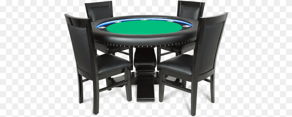 Ginza Led Round Green 6 Person Poker Table With 6 Dining Poker Table, Dining Table, Furniture, Urban, Chair Png