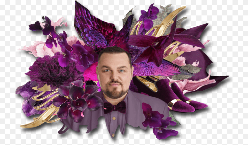 Gio Purple Splash Tavus Kusu, Accessories, Man, Person, Flower Bouquet Png Image