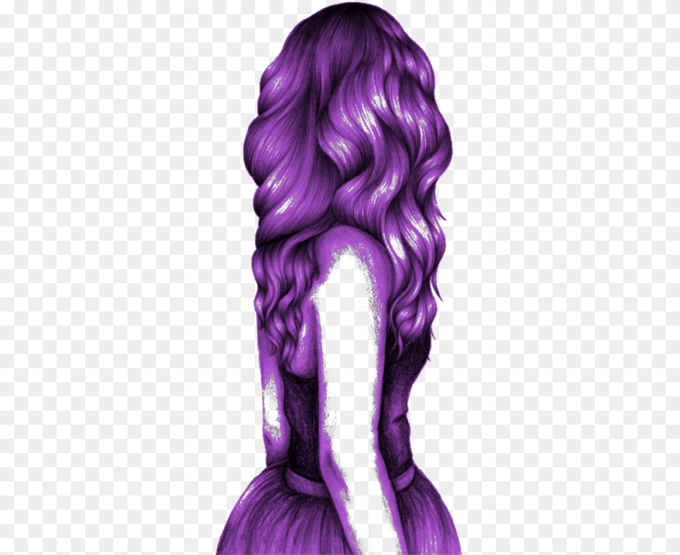Gir Drawing Long Hair Transparent Clipart Free Lace Wig, Purple, Adult, Female, Person Png