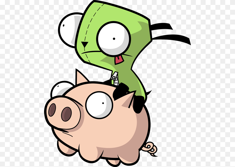 Gir Riding On Pig Plu234 Invader Zim Gir Pig, Piggy Bank, Nature, Outdoors, Snow Free Transparent Png