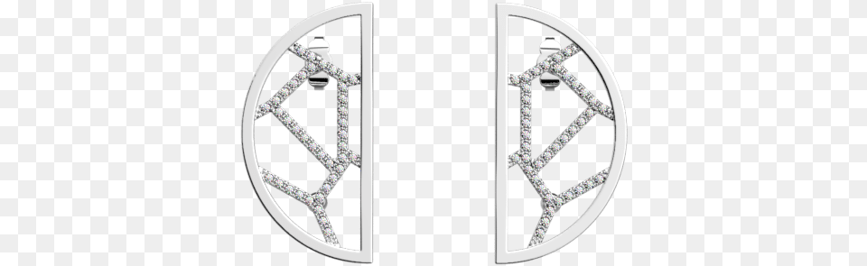 Girafe Half Moon Earrings Silver Finish Circle, Accessories, Diamond, Earring, Gemstone Png