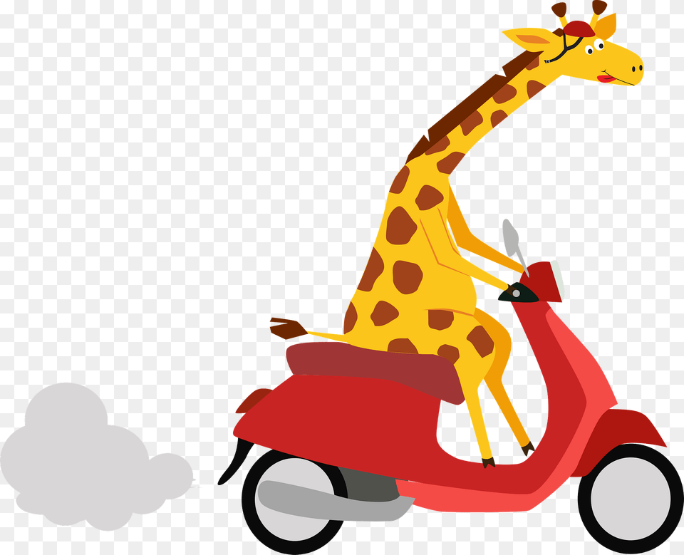 Giraffe And Scooter Clipart, Motorcycle, Transportation, Vehicle, Bulldozer Png Image