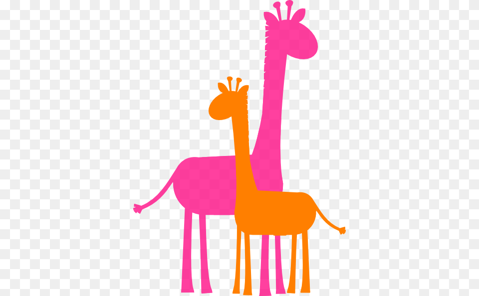 Giraffe Caricature Mother And Baby Giraffe Sillouette Clip Art, Animal Free Transparent Png