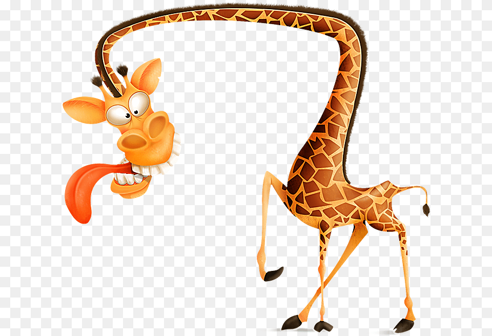 Giraffe Cartoon Characters Crazy Giraffe, Animal, Mammal, Wildlife, Antelope Png Image