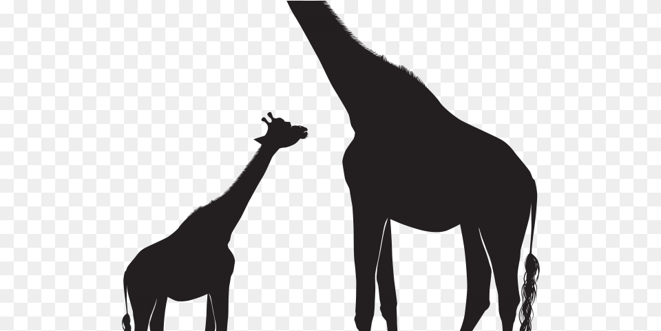 Giraffe Clipart Silhouette Giraffe Silhouette Mom And Baby, Animal, Person, Wildlife, Mammal Free Png Download
