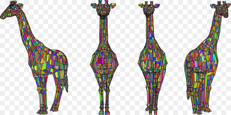Giraffe Geometric 3d Animal Abstract Colorful Giraffe, Art, Mammal, Wildlife Free Png