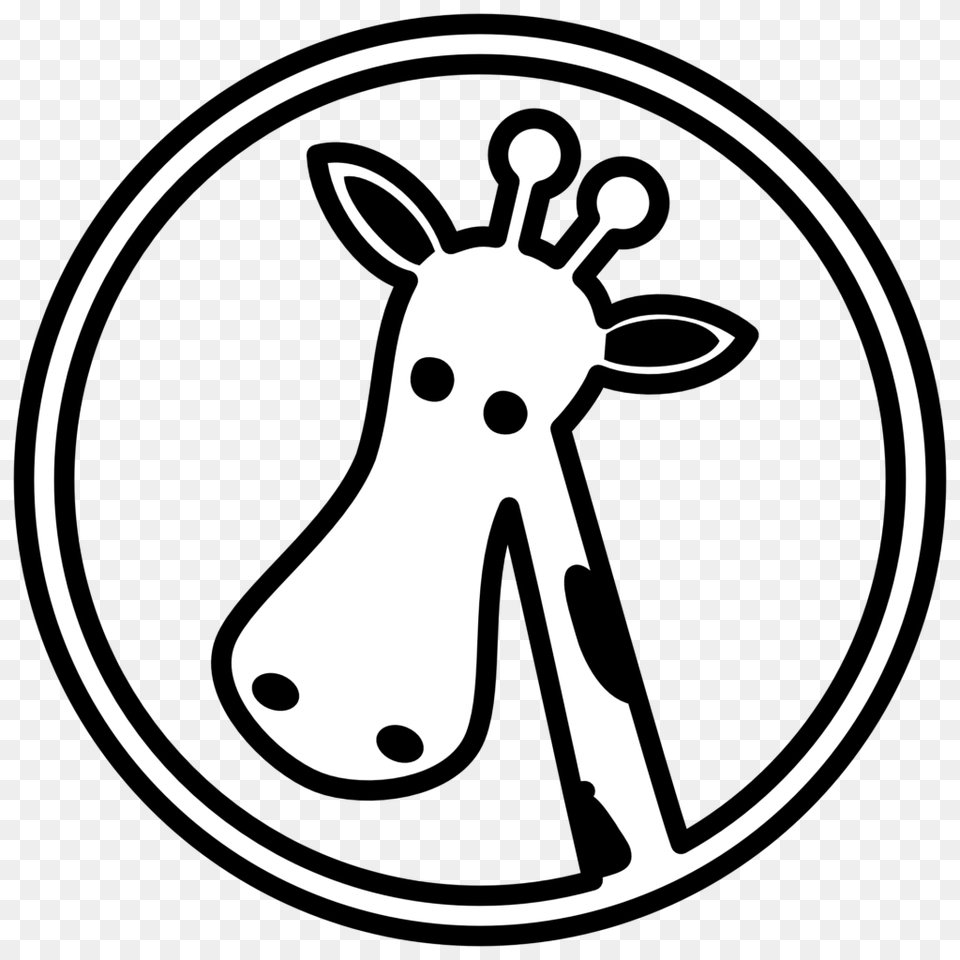 Giraffe Head Clipart Black And White Line Art Christmas Xmas, Stencil, Animal, Bear, Mammal Png Image