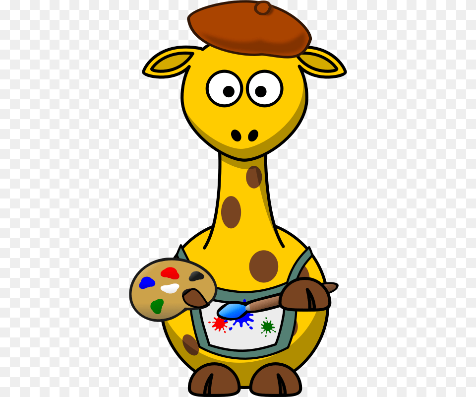 Giraffe Painter Cartoon Animals Clip Art, Cutlery, Spoon, Nature, Outdoors Png Image