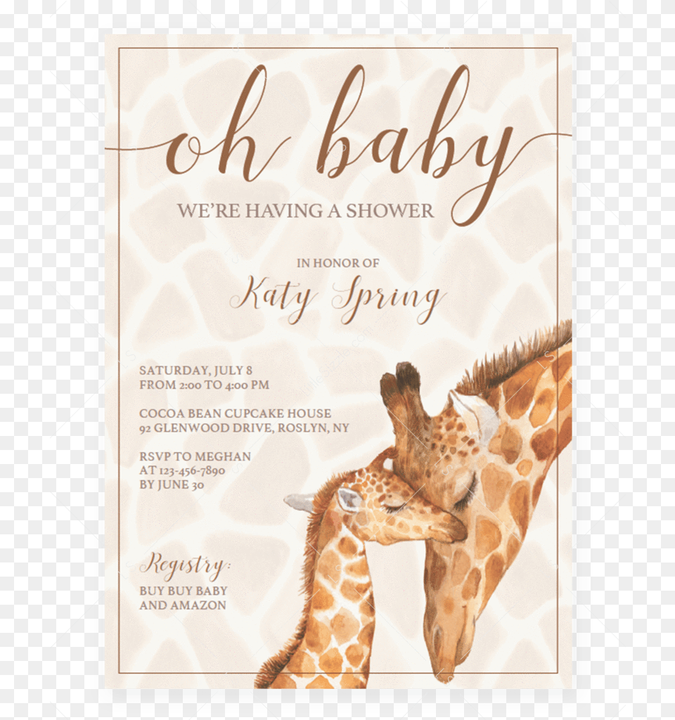 Giraffe Printable Baby Shower Invitation Template By Baby Shower, Animal, Mammal, Wildlife, Advertisement Free Png
