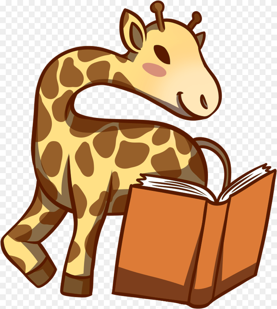 Giraffe Reading Book Giraffe Reading A Book Clipart, Bag, Animal, Mammal, Wildlife Png