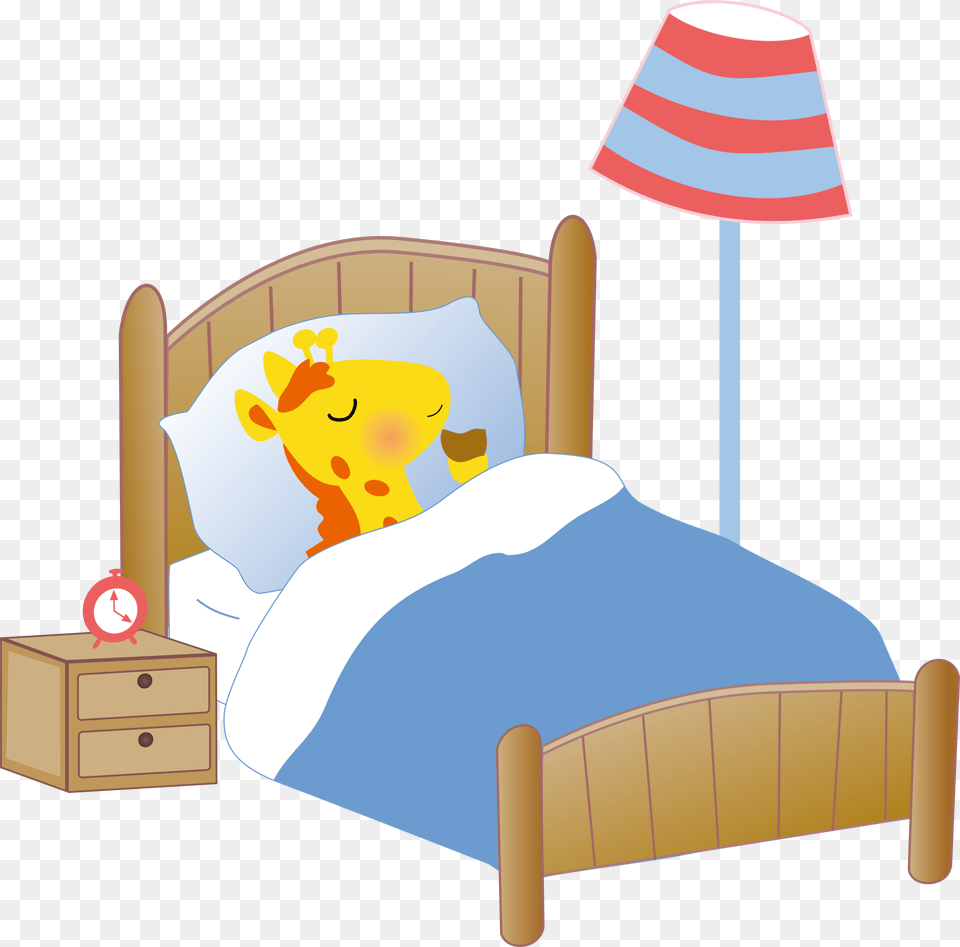 Giraffe Sleeping In Bed, Crib, Furniture, Infant Bed, Lamp Free Png Download