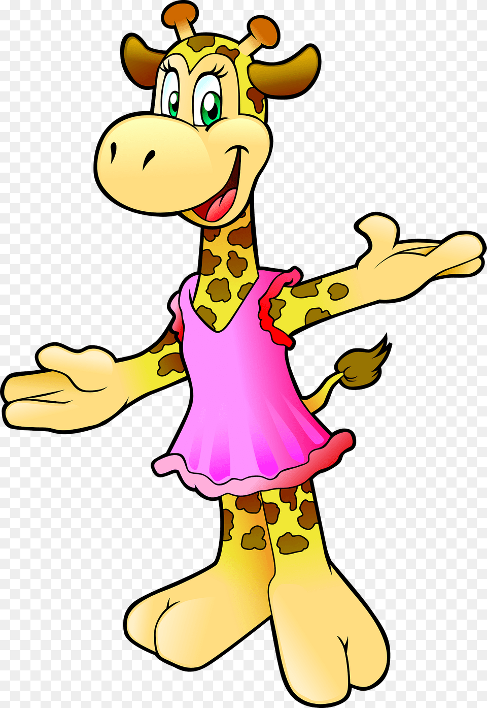 Giraffe Wearing A Pink Dress Clipart, Cartoon, Child, Female, Girl Png
