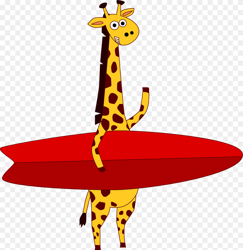 Giraffe With A Surfboard Clipart, Animal, Mammal, Wildlife, Person Free Transparent Png