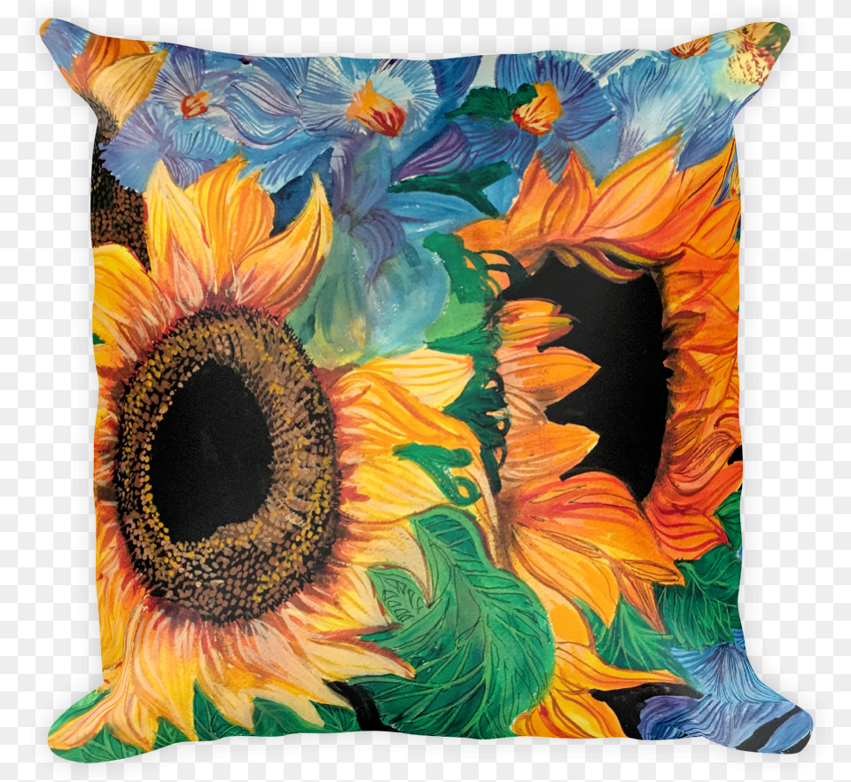 Girasoles Pillow Sunflower, Cushion, Home Decor, Flower, Plant Png Image