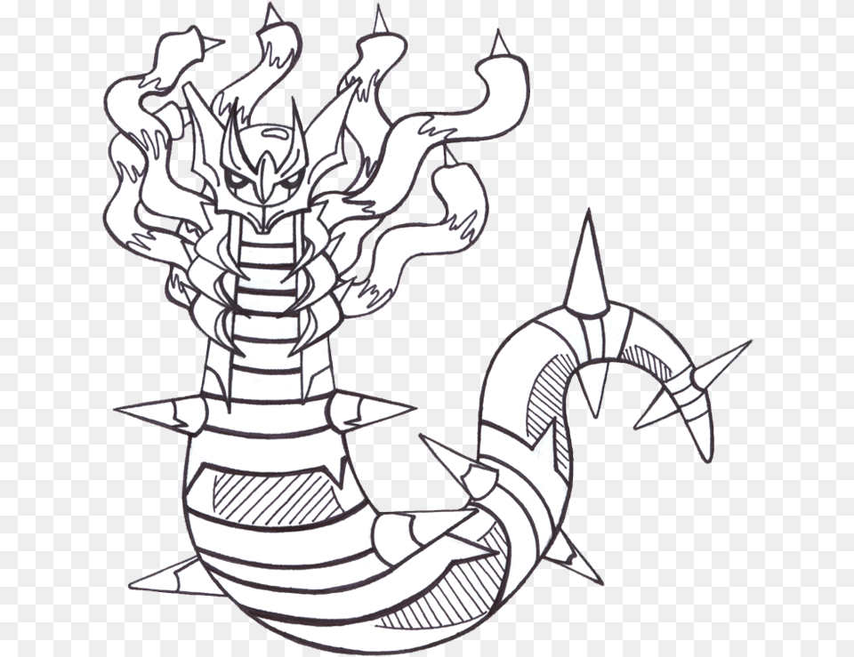 Giratina Coloring Pages Download Line Art, Electronics, Hardware, Animal, Sea Life Png