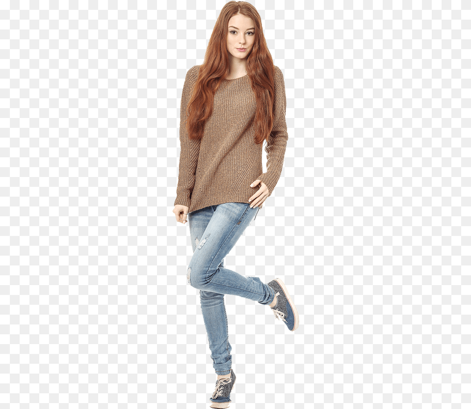 Girl, Clothing, Sweater, Knitwear, Pants Png Image