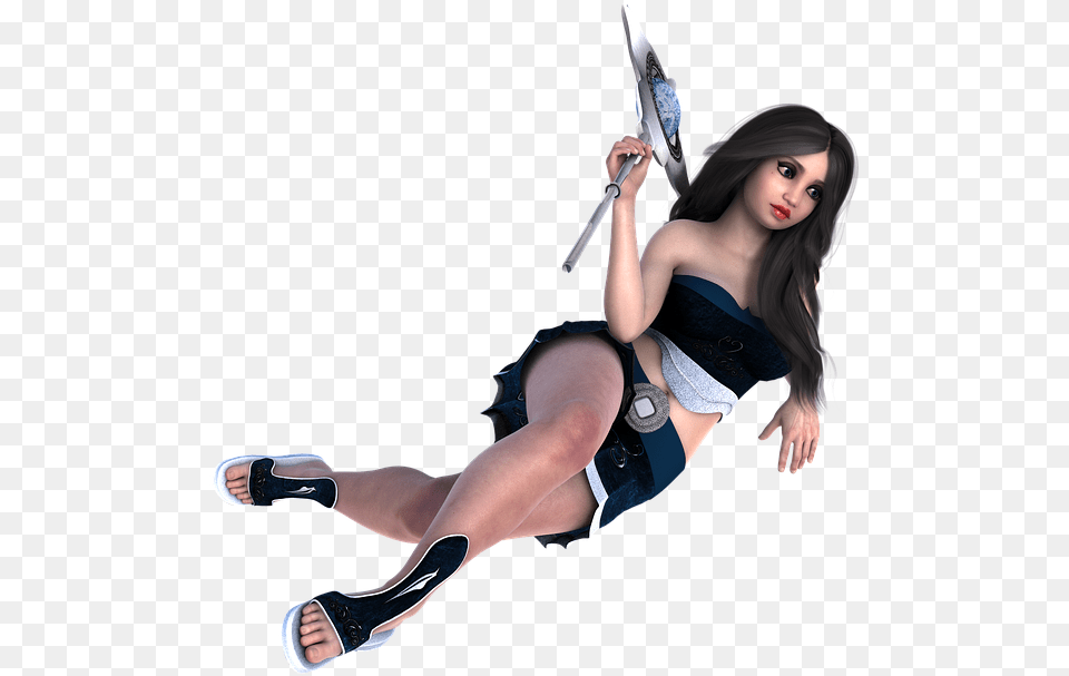 Girl 3d Render Background People, Clothing, Weapon, Sword, Shoe Png