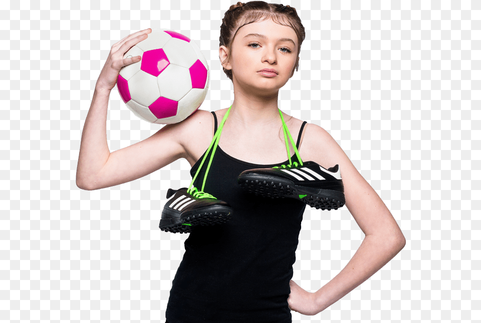 Girl, Ball, Soccer Ball, Soccer, Shoe Free Png Download