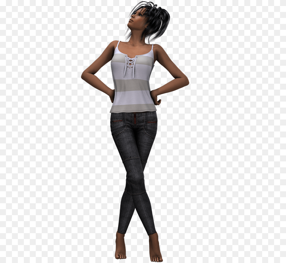 Girl, Blouse, Clothing, Pants, Jeans Free Png