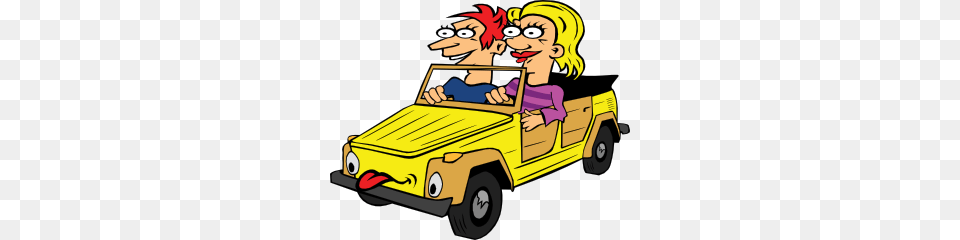 Girl And Boy Driving Car Cartoon Clip Art, Vehicle, Truck, Transportation, Pickup Truck Free Png