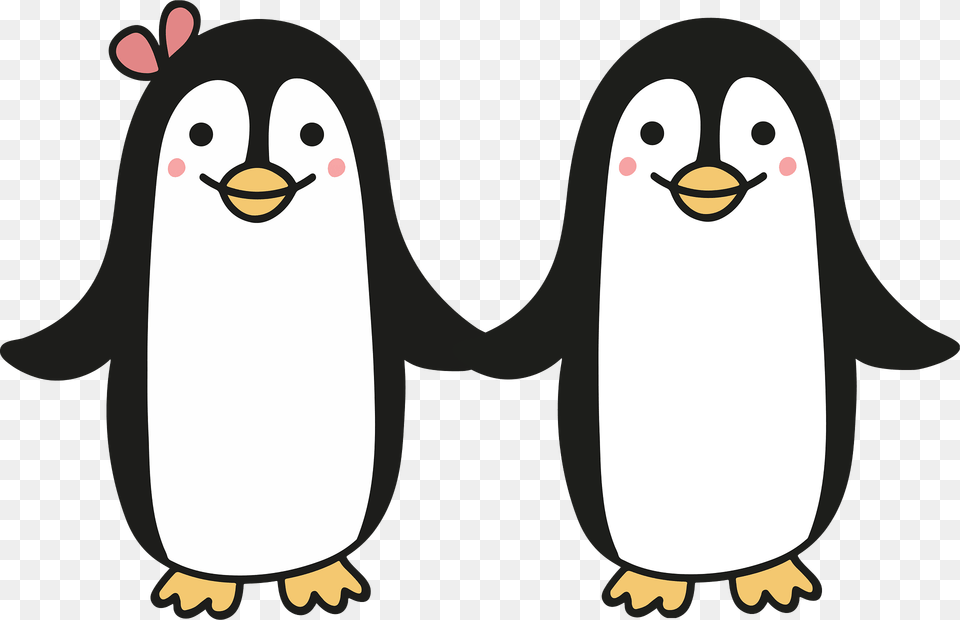 Girl And Boy Penguins Holding Hands Clipart, Animal, Bird, Penguin, Kangaroo Free Png