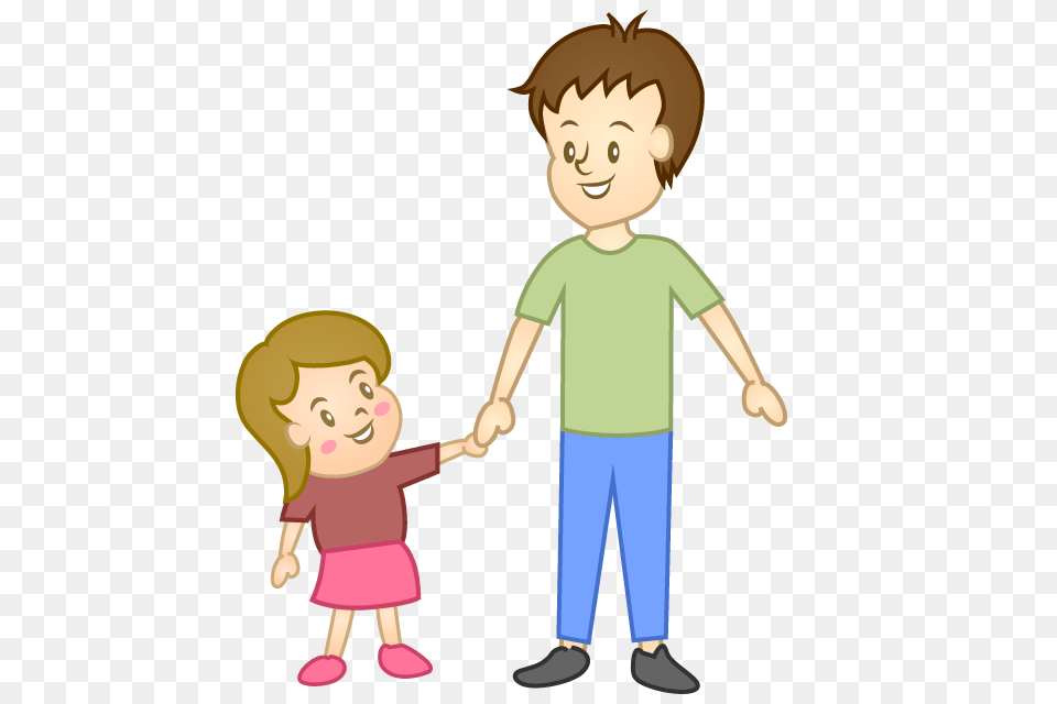 Girl And Dad Clipart Cartoon Clipart Graphics, Person, Baby, Body Part, Hand Free Png Download