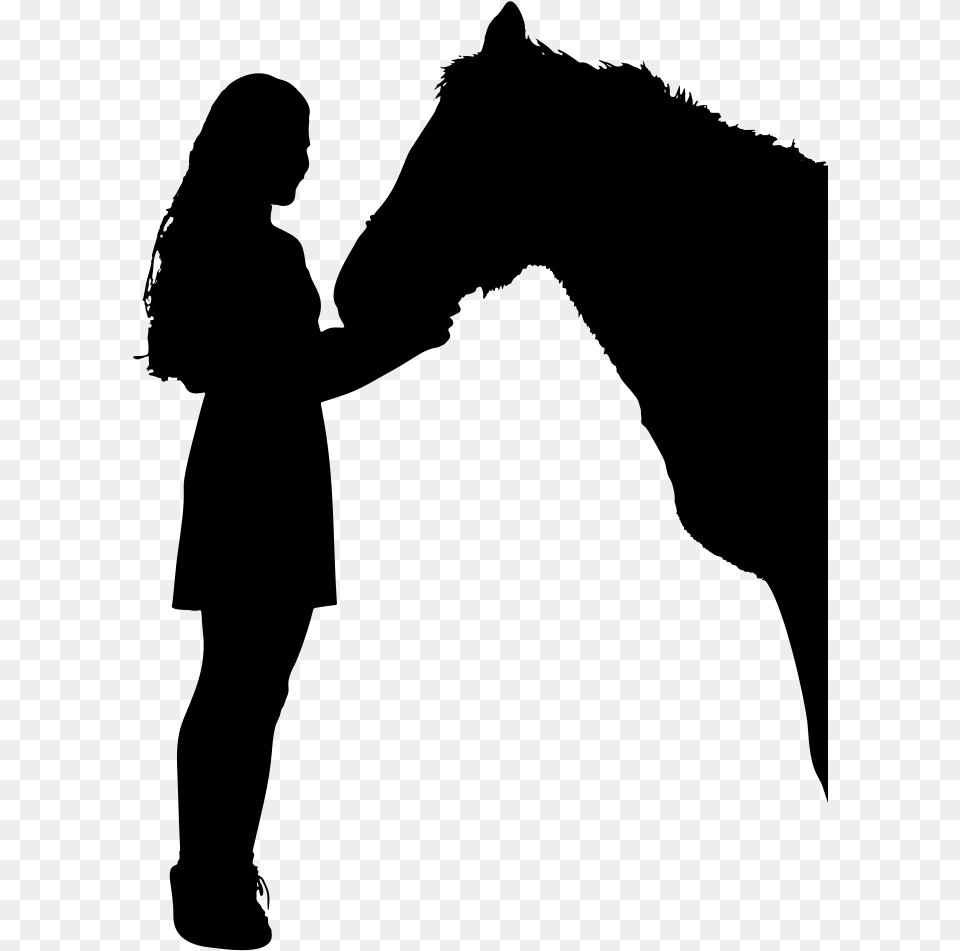 Girl And Horse Silhouette Horse Silhouette, Gray Free Png
