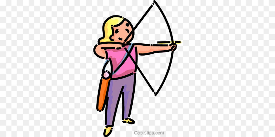 Girl Archer Royalty Vector Clip Art Illustration, Archery, Bow, Sport, Weapon Free Png